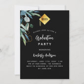 Black Green Cap 2025 Luxus-Abschlussfeier Einladung (Vorderseite)