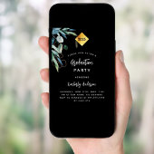 Black Green Cap 2025 Luxus-Abschlussfeier Einladung