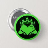 Black & Green Claddagh Round Button (Vorne & Hinten)