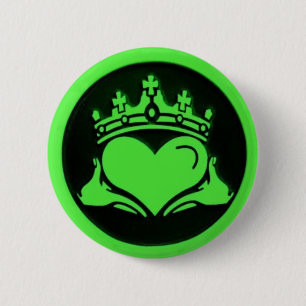 Black & Green Claddagh Round Button
