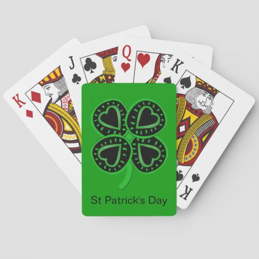 Black Green Clover Heart St Patrick Green P Cards Spielkarten (Rückseite)