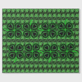 Black Green Clover Heart St Patrick Wrapping P Geschenkpapier (Flach)