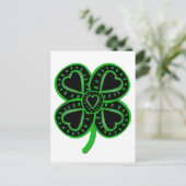 Black Green Clover Heart St Patrick's Day Postcard Postkarte (Stehend Vorderseite)