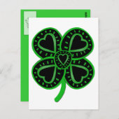 Black Green Clover Heart St Patrick's Day Postcard Postkarte (Vorne/Hinten)