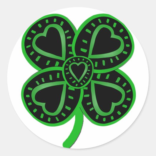 Black Green Clover Heart St Patrick's Day Sticker (Vorderseite)