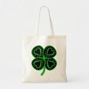 Black Green Clover Heart St Patrick's Day Tote Bag Tragetasche