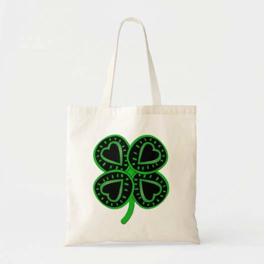 Black Green Clover Heart St Patrick's Day Tote Bag Tragetasche (Vorne)