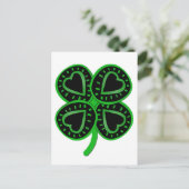 Black Green Clover Heart St Patty's Day Postcard Postkarte (Stehend Vorderseite)