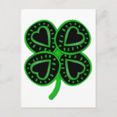 Black Green Clover Heart St Patty's Day Postcard Postkarte (Vorderseite)