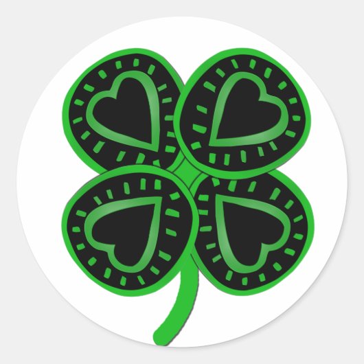 Black Green Clover Heart St Patty's Day Sticker (Vorderseite)
