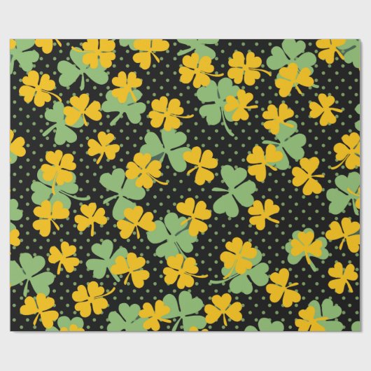 Black Green Clover Kleeblatt St. Patrick's Day Geschenkpapier (Flach)