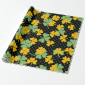 Black Green Clover Kleeblatt St. Patrick's Day Geschenkpapier (Ungerollt)