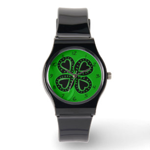 Black Green Clover mit Heart B St Patrick's Watch Armbanduhr
