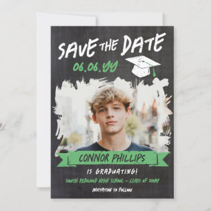 Black Green Cool Chalk Foto Abschluss Save The Date