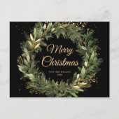 Black Green Elegante Weihnachten Moderne botanisch (Vorderseite)