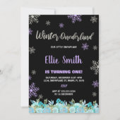 Black Green Floral Winter Einladungen (Vorderseite)