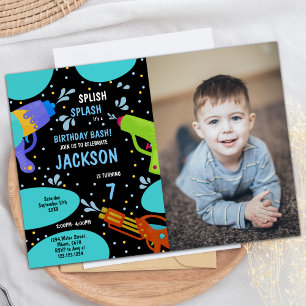 Black Green Foto Water Gun Einladungen