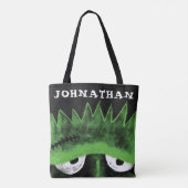 Black & Green Frankenstein Monster Face Halloween Tasche (Rückseite)