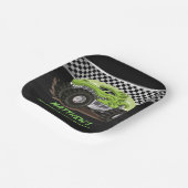 Black Green Gator Monster Truck Birthday Party Pappteller (Gewinkelt)