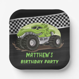 Black Green Gator Monster Truck Birthday Party Pappteller