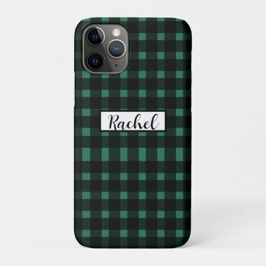 Black Green Gingham Pattern Case-Mate iPhone Hülle (Rückseite)