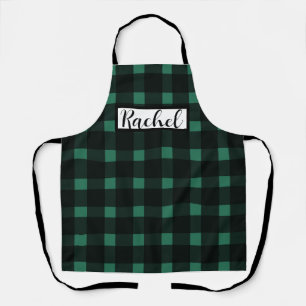 Black Green Gingham Personalisiert Schürze