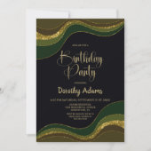 Black Green Glitzer Birthday Party Einladung (Vorderseite)
