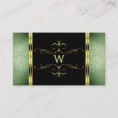 Black Green Glitzer Gold Verziert Ornamente Monogr Visitenkarte (Vorderseite)