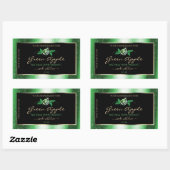 Black Green Glitzer Stars Blumenmarken Rechteckiger Aufkleber (Blatt)