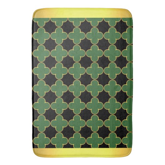 Black Green & Gold Bath Mat Badematte (Vorderseite Vertikal)