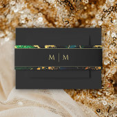 Black Green Gold Mit Monogramm Wedding Einladungsbanderole