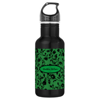 Black Green Gothic Floral Water Flasche mit Namen Edelstahlflasche