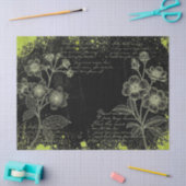 Black & Green Hand-Drawn Floral Script Decoupage  Seidenpapier (Basteln)