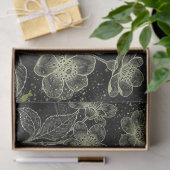 Black & Green Hand-Drawn Floral Script Decoupage  Seidenpapier (Geschenk)