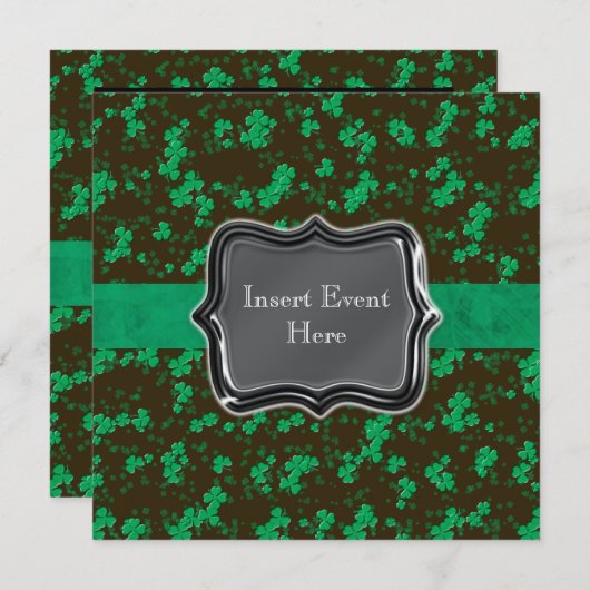 Black Green Irish Hochzeitsfeier Einladung (Vorne/Hinten)