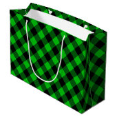 Black Green Karo Gift Bag Große Geschenktüte (Rückseite Schrägansicht)