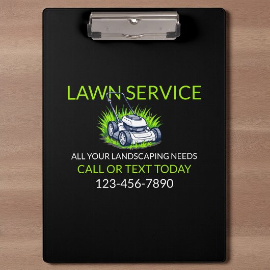 Black Green Lawn Care and Service Professional Klemmbrett