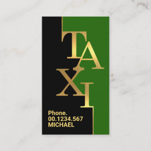 Black Green Layers Gold Taxi Signage Ride Share Visitenkarte