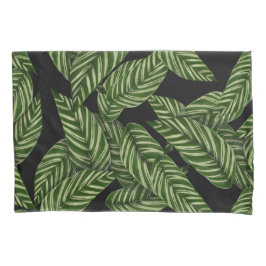 Black Green Leafy Luxurious Pillowcase Kissenbezug