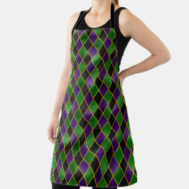 BLACK GREEN LILA MARDI GRAS DIAMOND PATTERN SCHÜRZE