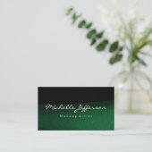 Black Green Makeup Artist Script Business Card Visitenkarte (Stehend Vorderseite)