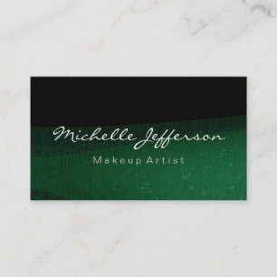 Black Green Makeup Artist Script Business Card Visitenkarte