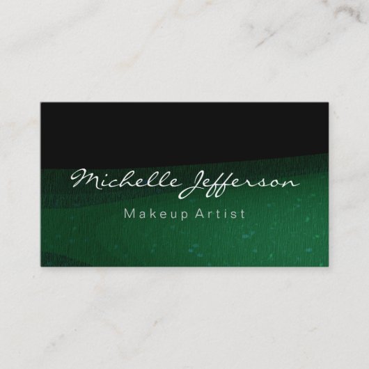 Black Green Makeup Artist Script Business Card Visitenkarte (Vorderseite)
