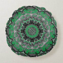 Black & Green Mandala Rundkissen Rundes Kissen