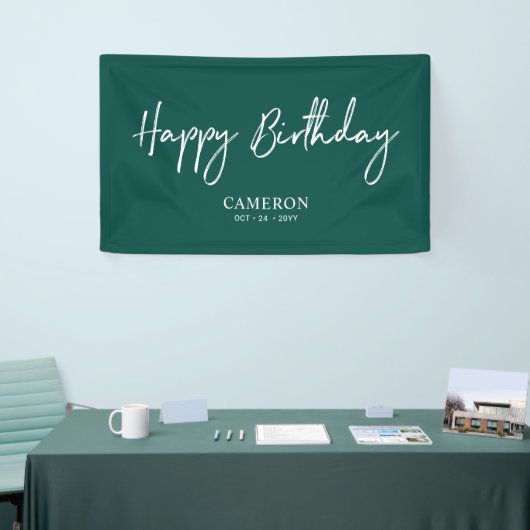 Black & Green Minimal Custom Happy Birthday Banner (Messeveranstaltung)