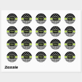 Black Green Mit Monogramm Damask Polka Dots Muster Runder Aufkleber (Blatt)