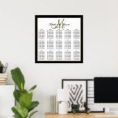 Black Green Monogram Wedding Seating Chart 150 Poster (Heimbüro)