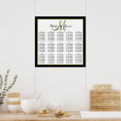 Black Green Monogram Wedding Seating Chart 150 Poster (Küche)