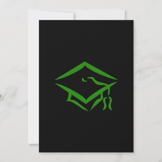 Black Green Mortarboard Simple Graduation Party Einladung (Rückseite)