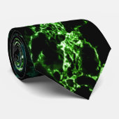 Black Green Neon Marble Neck Tie Krawatte (Gerollt)